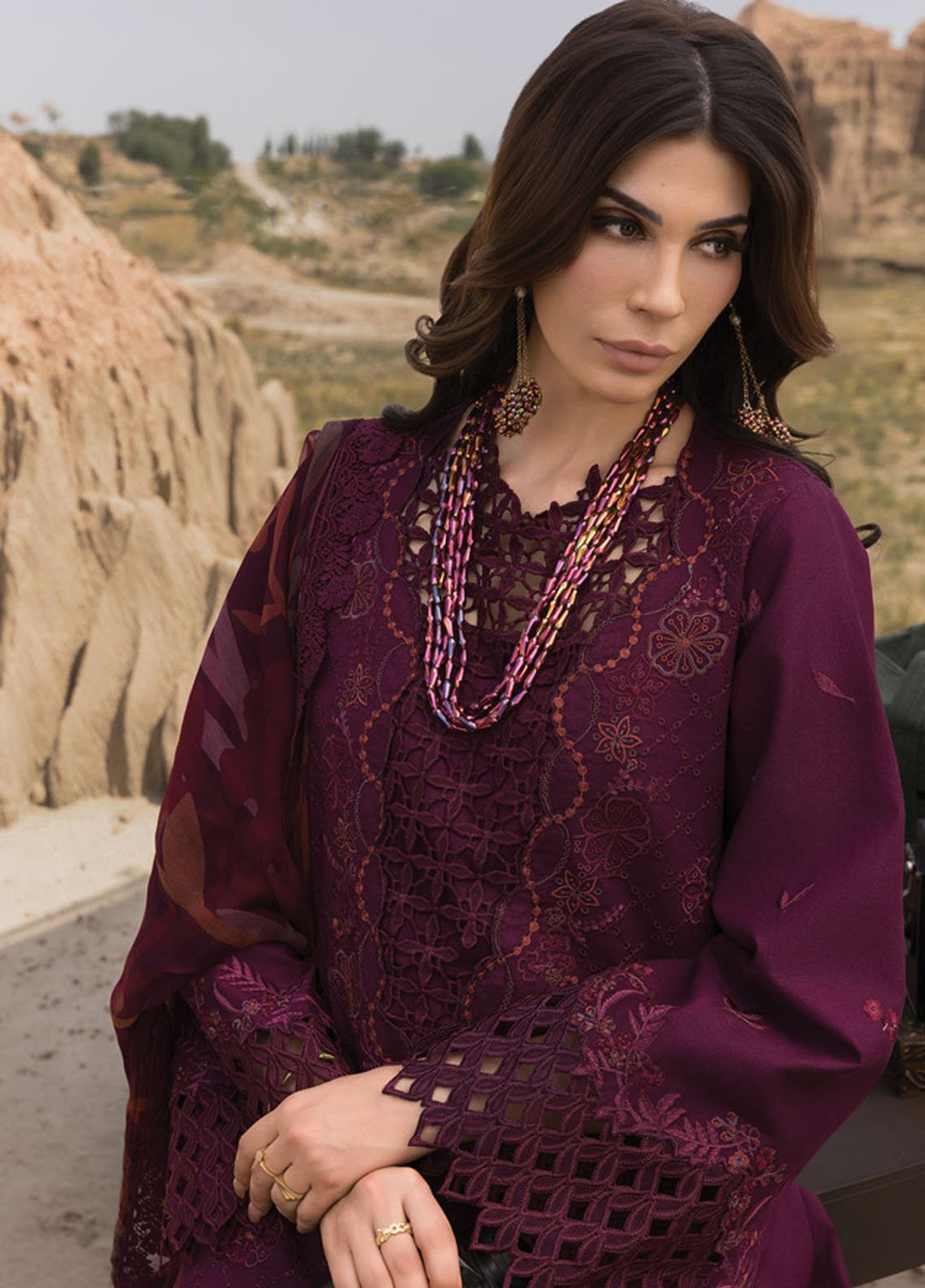 Rang Rasiya Embroidered Lawn Suits Unstitched 3 Piece RR25PE D-09 Amyra - Eid Collection