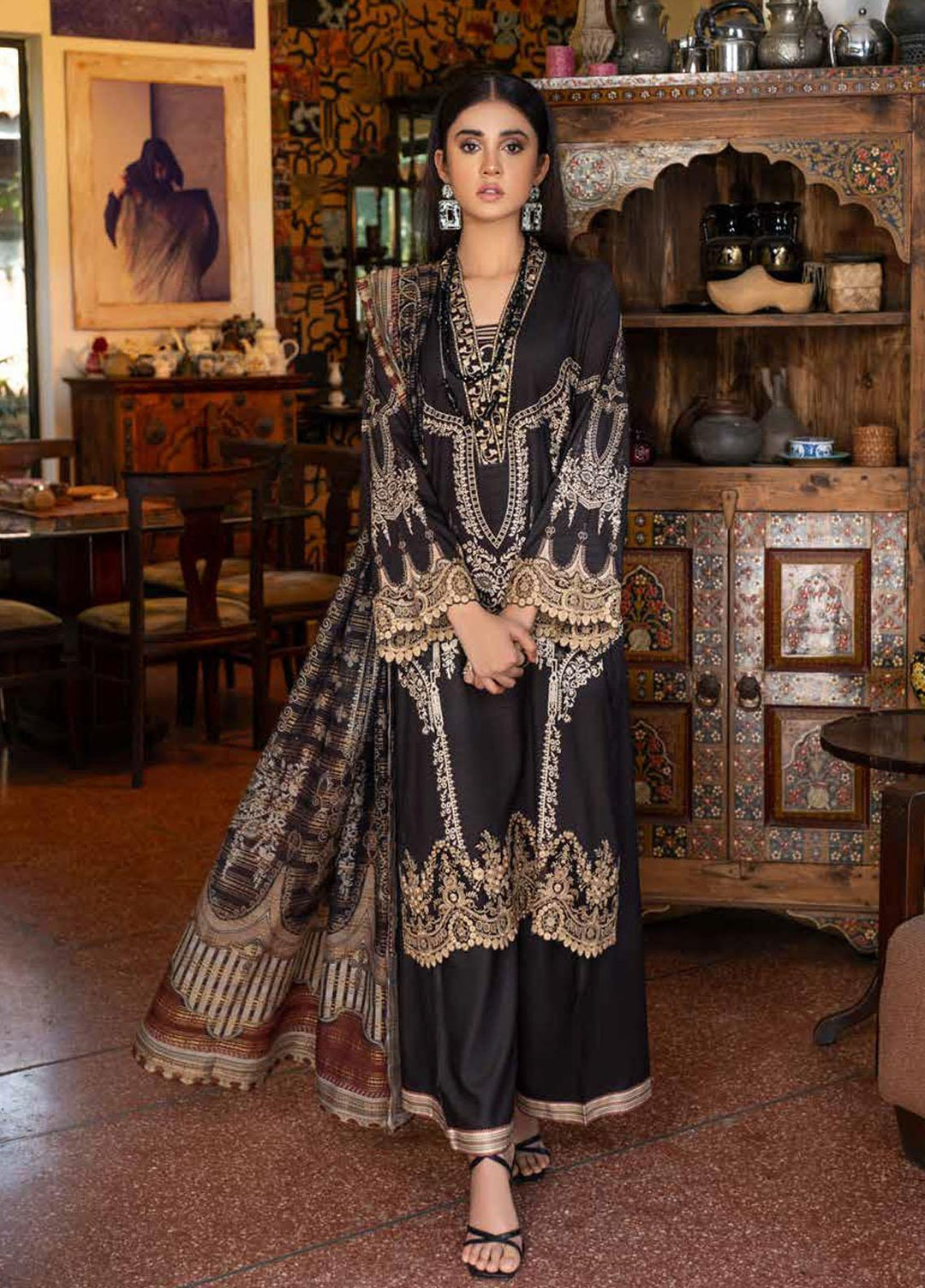 Rang Rasiya Embroidered Dobby Linen Suits Unstitched 3 Piece RR21FW D-637 MAJESTIC - Winter Collection