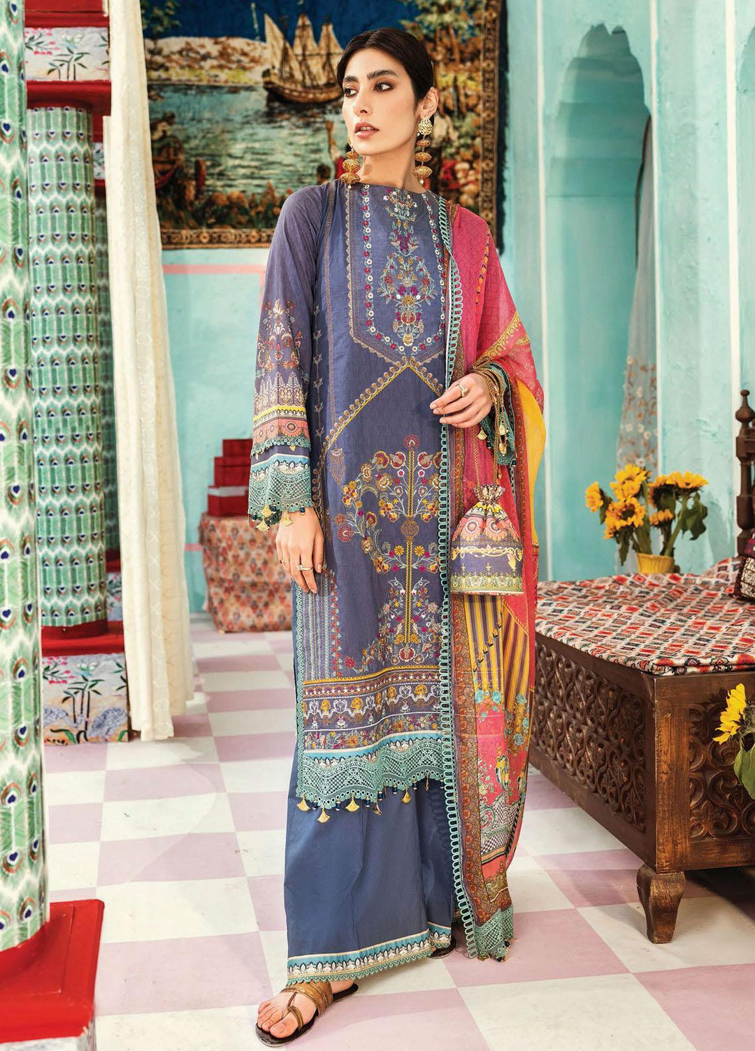 Florence Meherbano By Rang Rasiya Embroidered Lawn Suits Unstitched 3 Piece RR21FM 01 Mahabir - Spring / Summer Collection