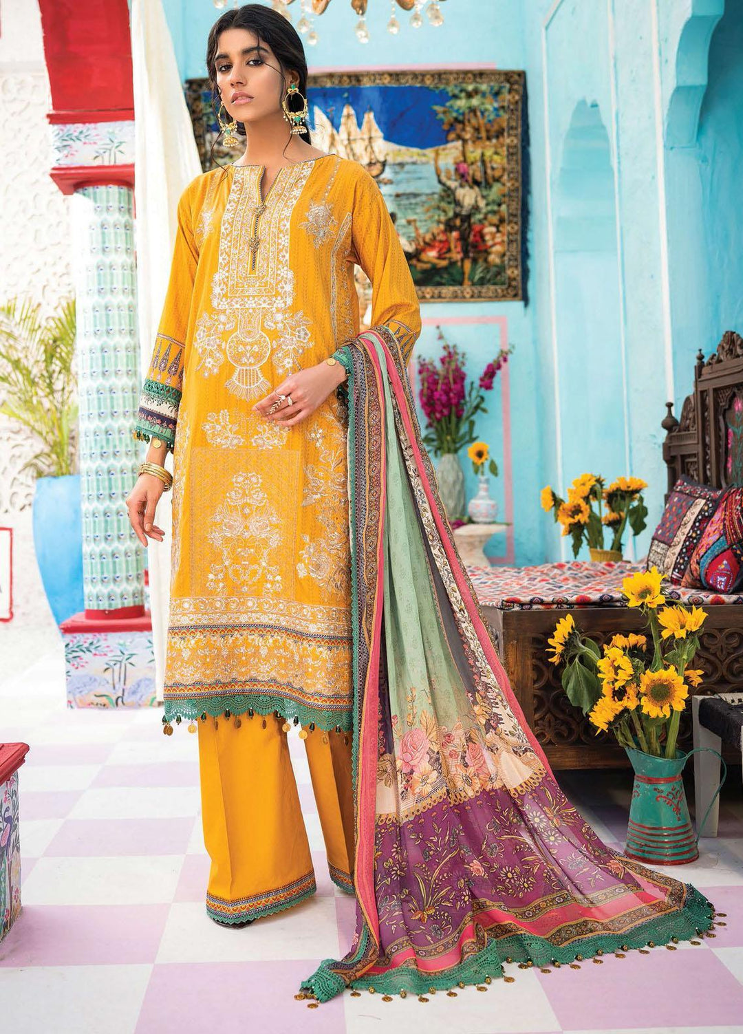 Florence Meherbano By Rang Rasiya Embroidered Lawn Suits Unstitched 3 Piece RR21FM 05 Avai - Spring / Summer Collection
