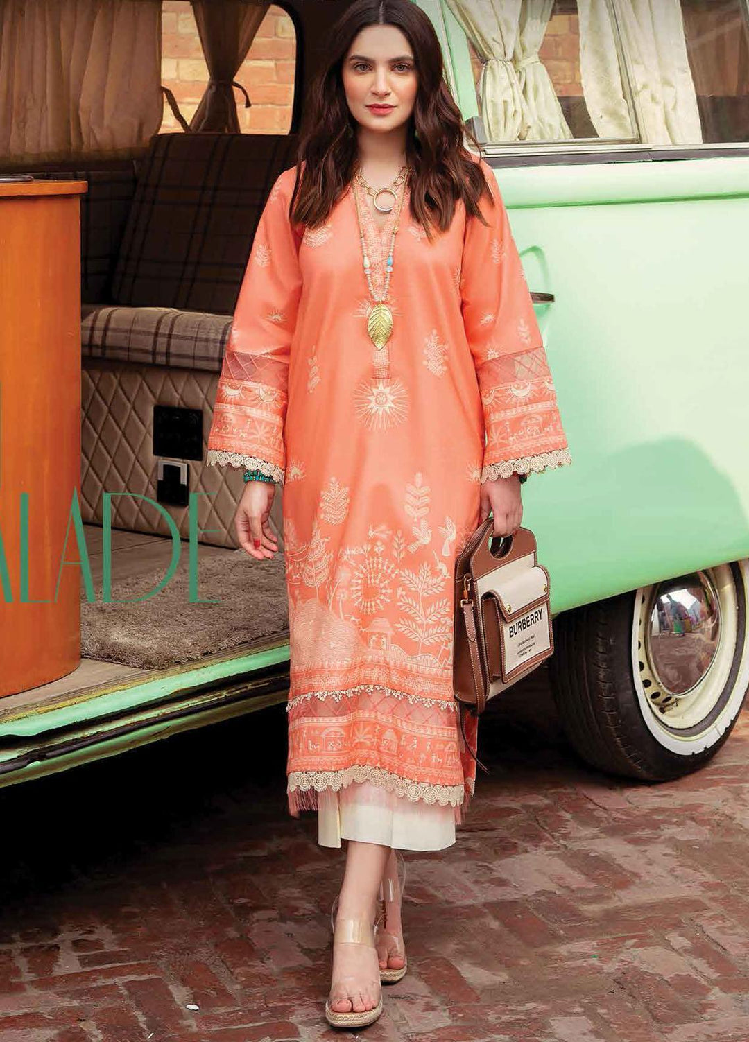 Lifestyle By Rang Rasiya Printed Lawn  Unstitched Kurti RR22PL 12 Peach Marmalade - Summer Collection