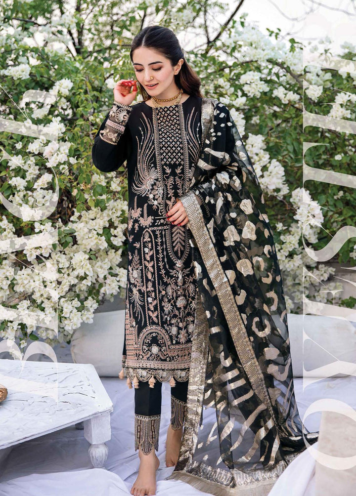 Maskan By Rang Rasiya Embroidered Lawn Suits Unstitched 3 Piece RR22M 04 Black Oyester - Eid Collection