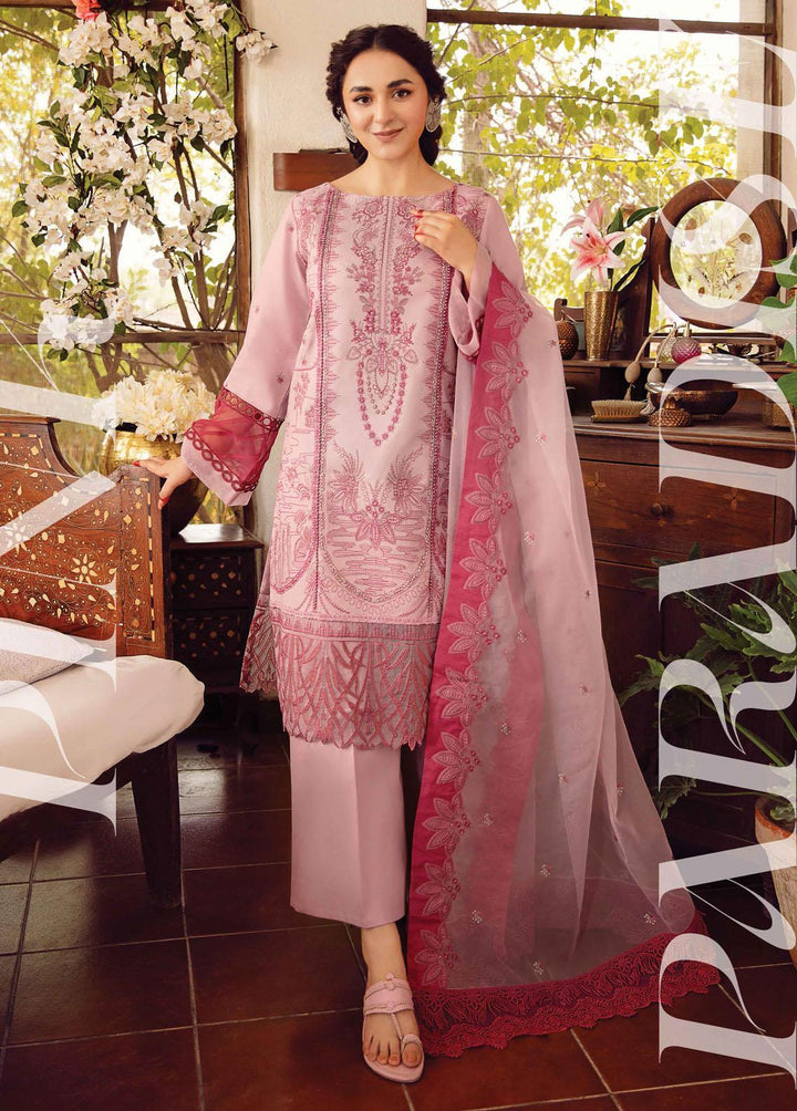 Maskan By Rang Rasiya Embroidered Lawn Suits Unstitched 3 Piece RR22M 12 Pink Paradise - Eid Collection