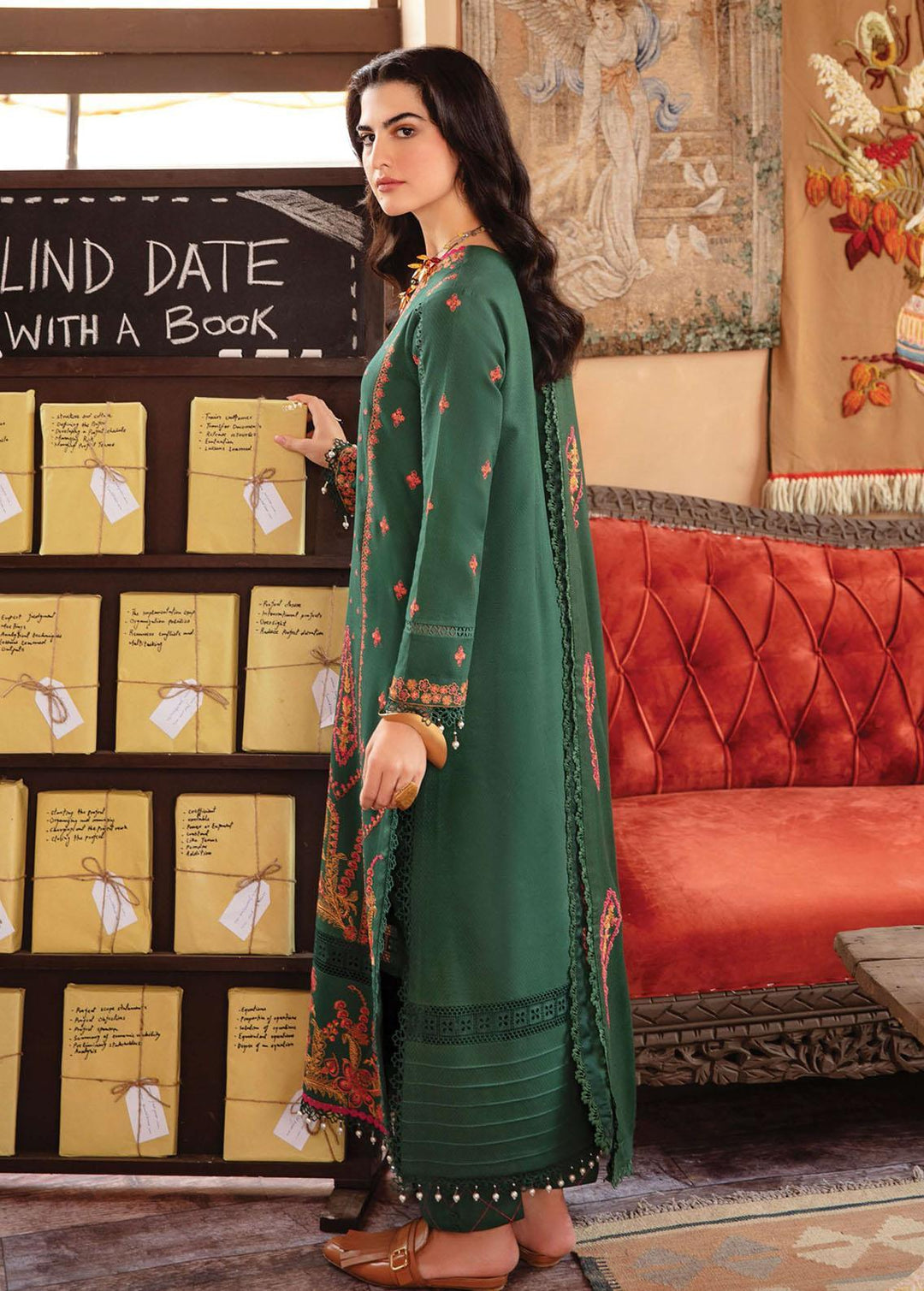 Rang Rasiya Embroidered Linen Suits Unstitched 3 Piece RR22W D-13 - Winter Collection