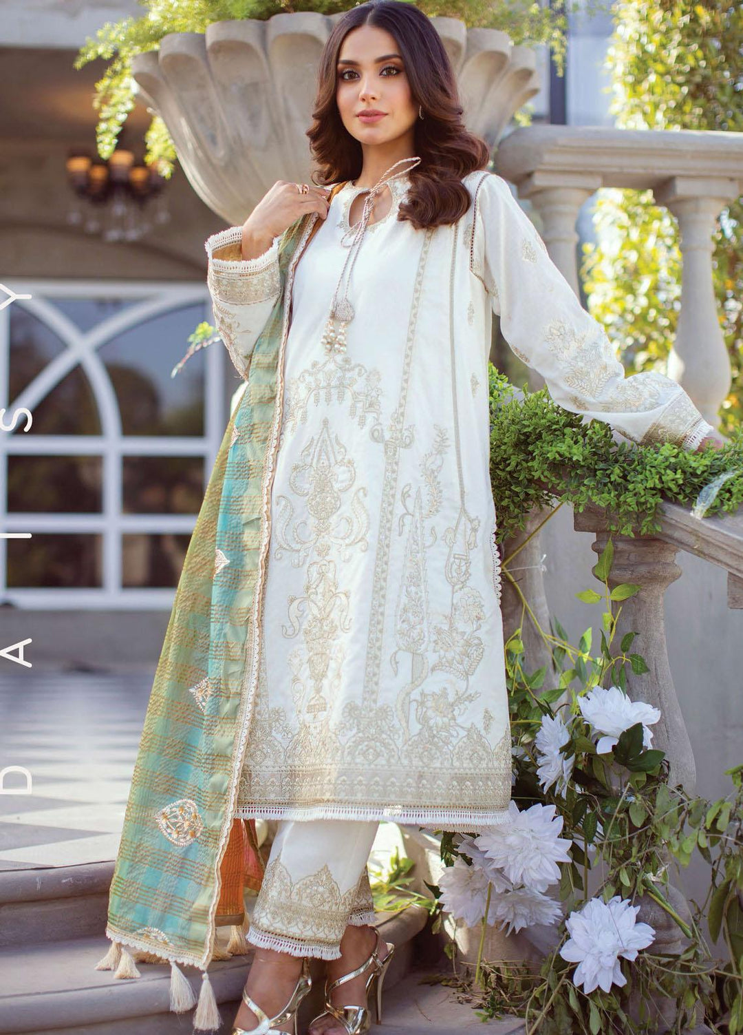 Rang Rasiya Embroidered Lawn Suits Unstitched 3 Piece RR21E 01 Daisy - Premium Collection
