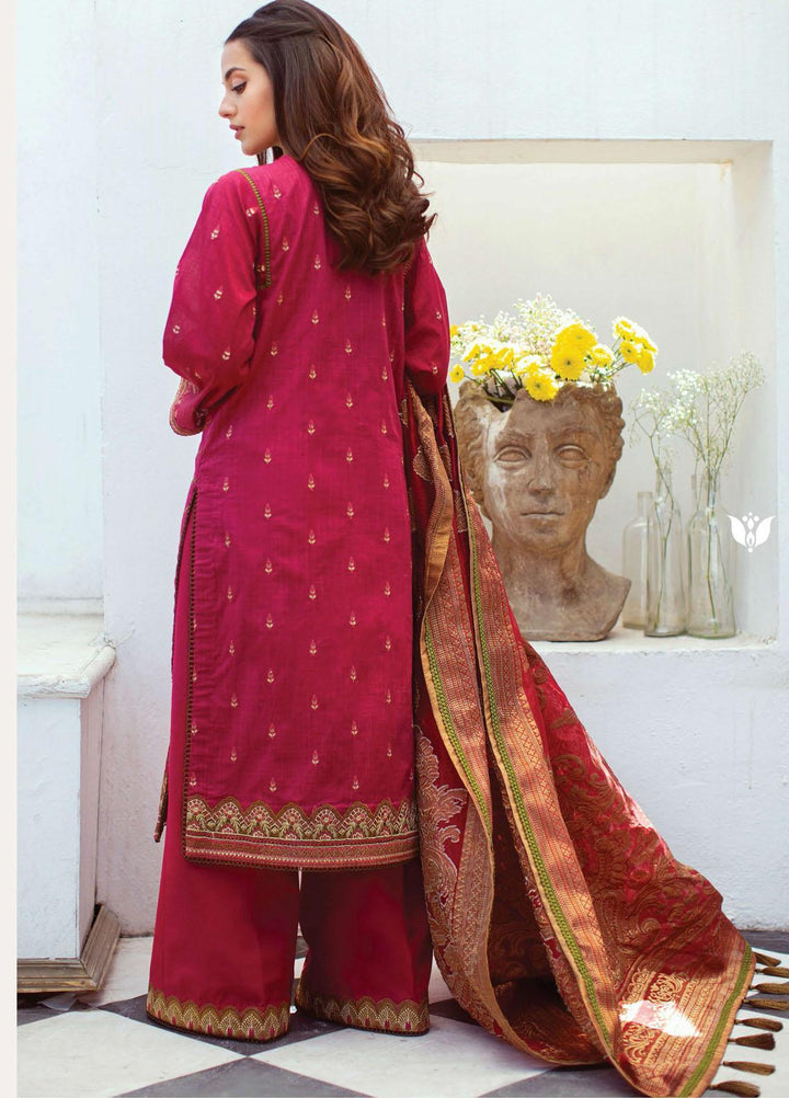 Rang Rasiya Embroidered Cotton Suits Unstitched 3 Piece RR21E 03 Dahlia - Premium Collection