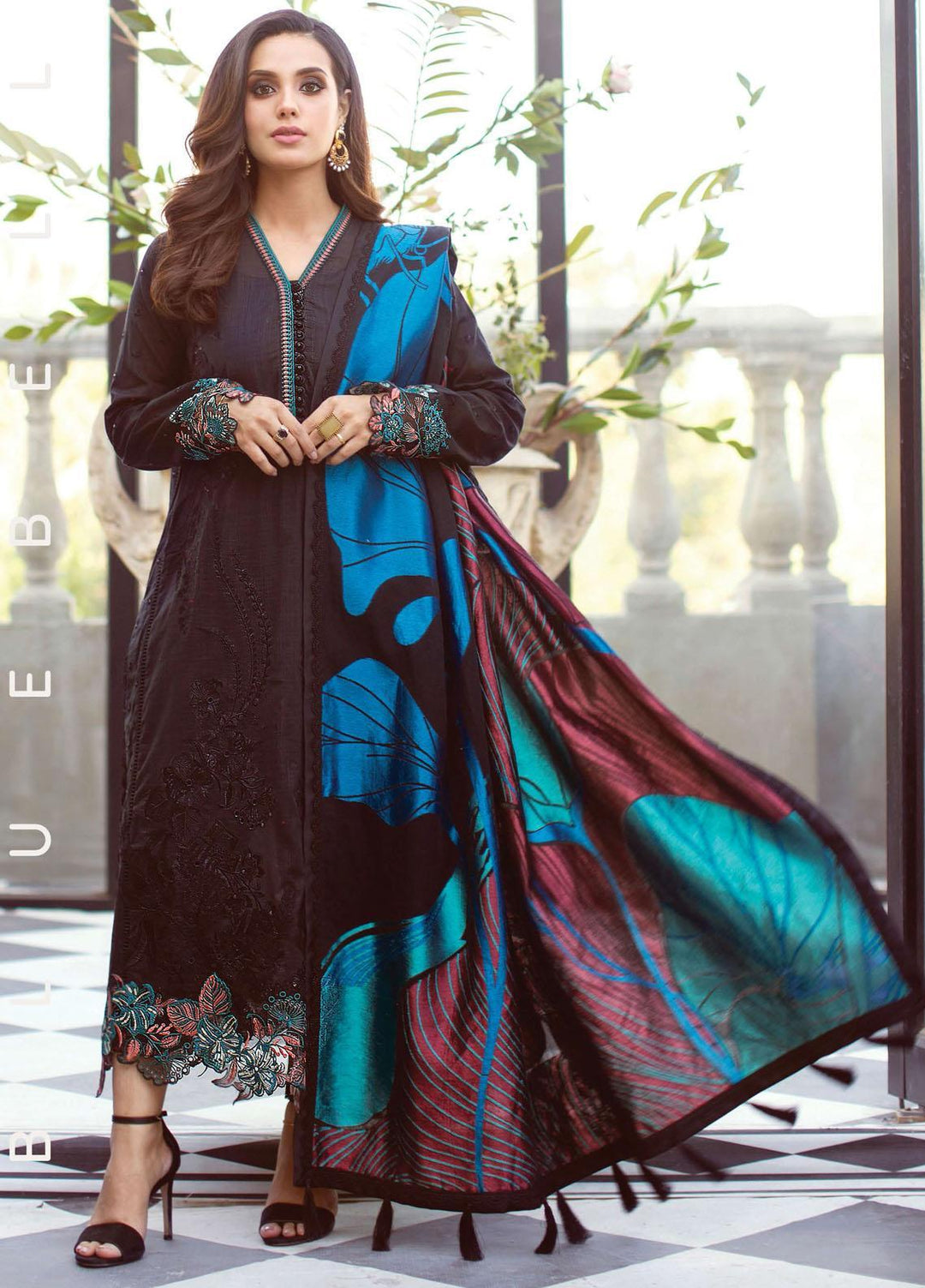 Rang Rasiya Embroidered Cotton Suits Unstitched 3 Piece RR21E 05 Bluebell - Premium Collection
