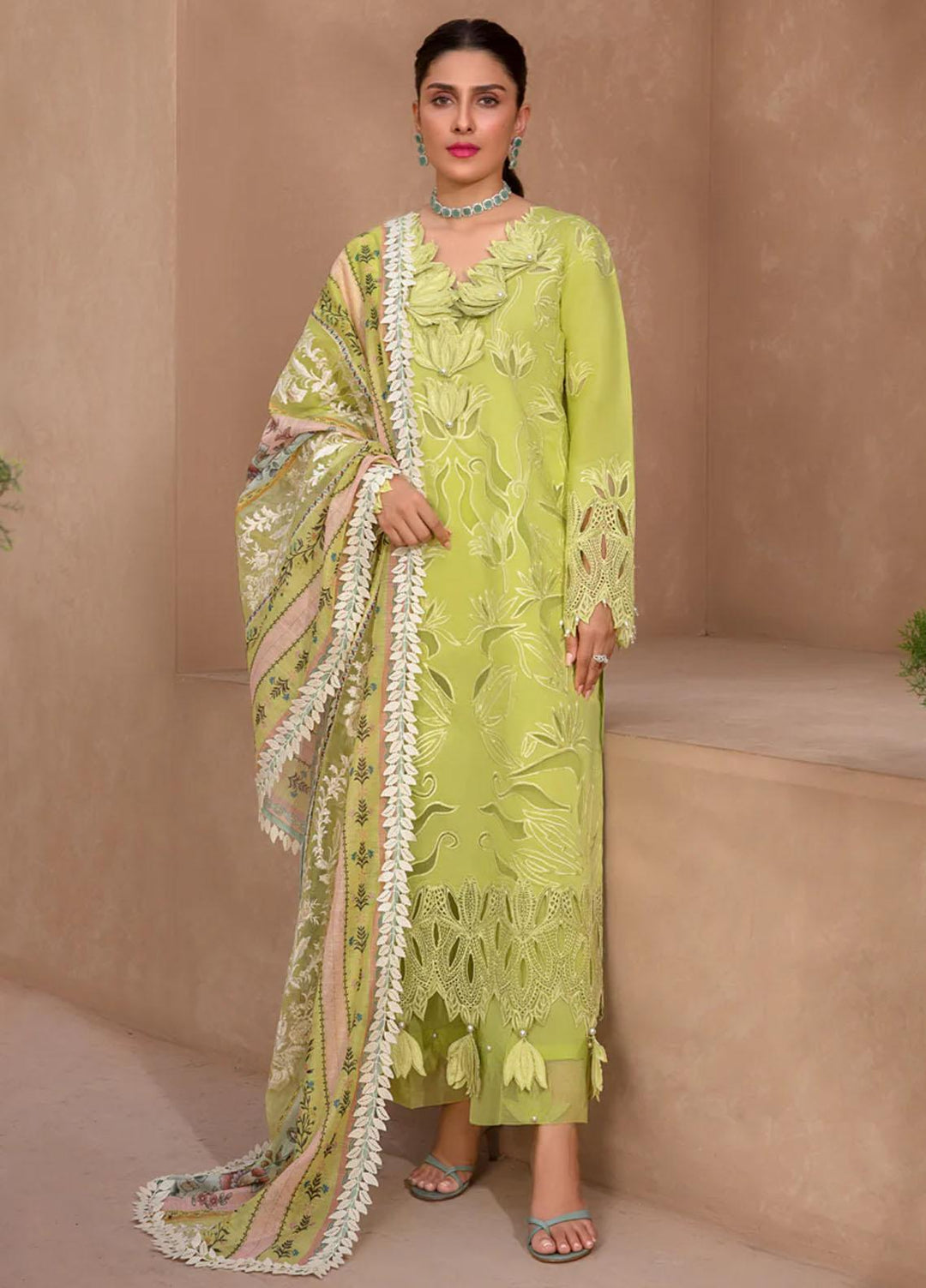 Rang Rasiya Embroidered Lawn Suits Unstitched 3 Piece RR23PE Lime - Eid Collection