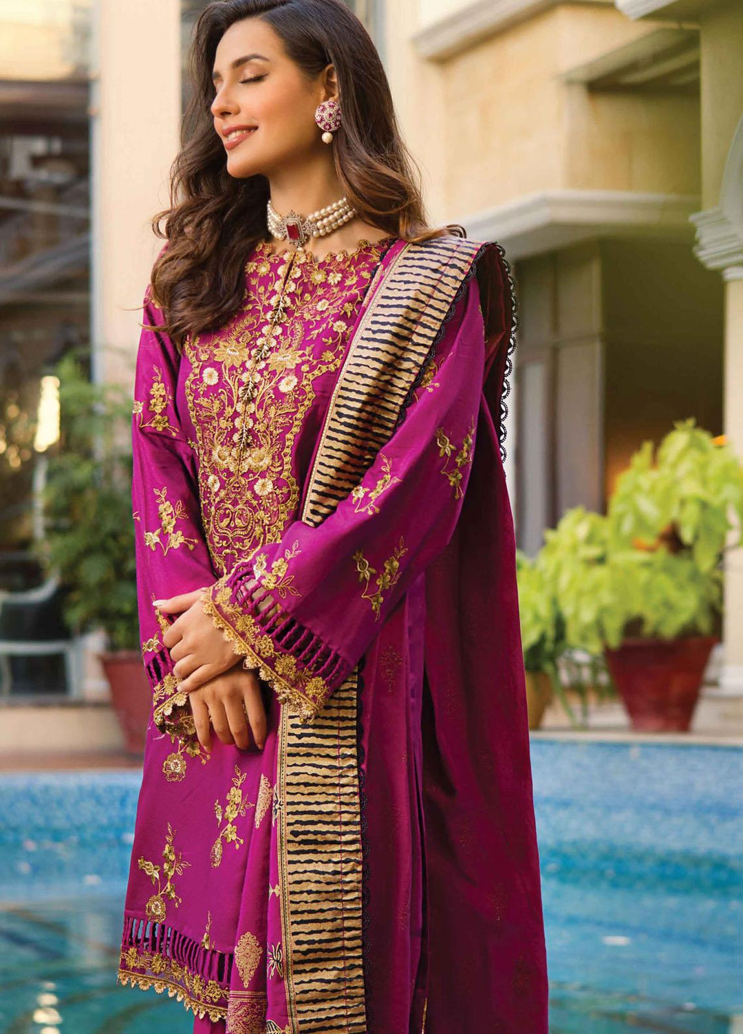 Rang Rasiya Embroidered Dobby Linen Suits Unstitched 3 Piece RR21PW D-11 ROSHANAY - Winter Collection