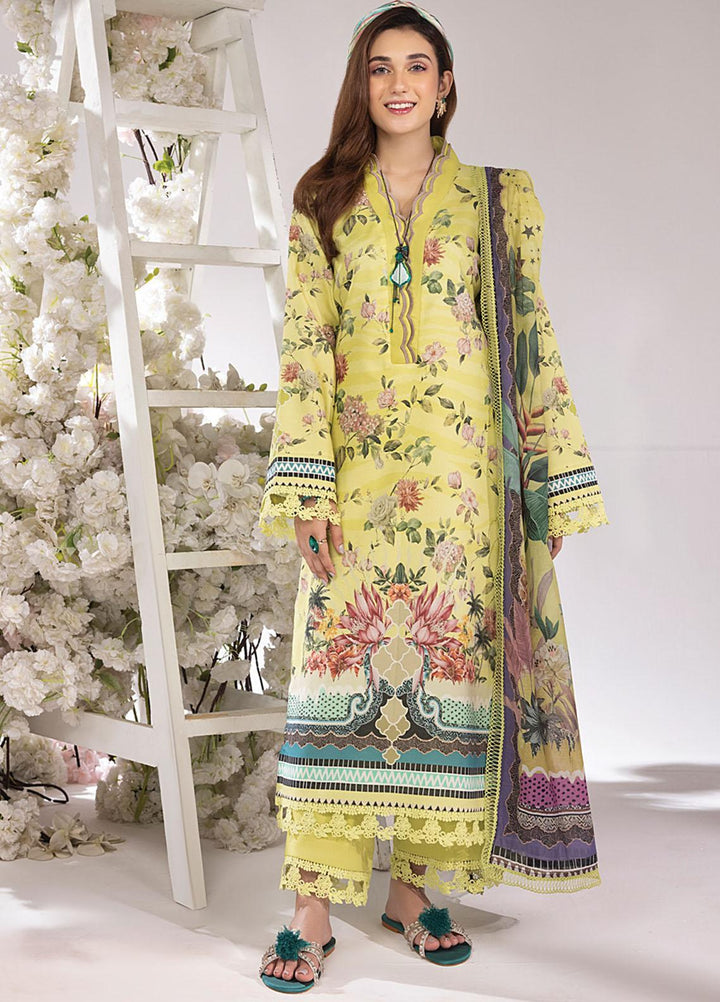 Rang Rasiya Printed Lawn Suits Unstitched 3 Piece RR23SB D-01 Apple Green - Summer Collection