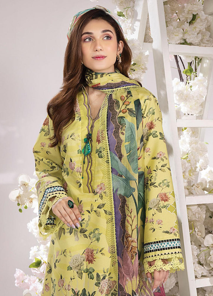 Rang Rasiya Printed Lawn Suits Unstitched 3 Piece RR23SB D-01 Apple Green - Summer Collection