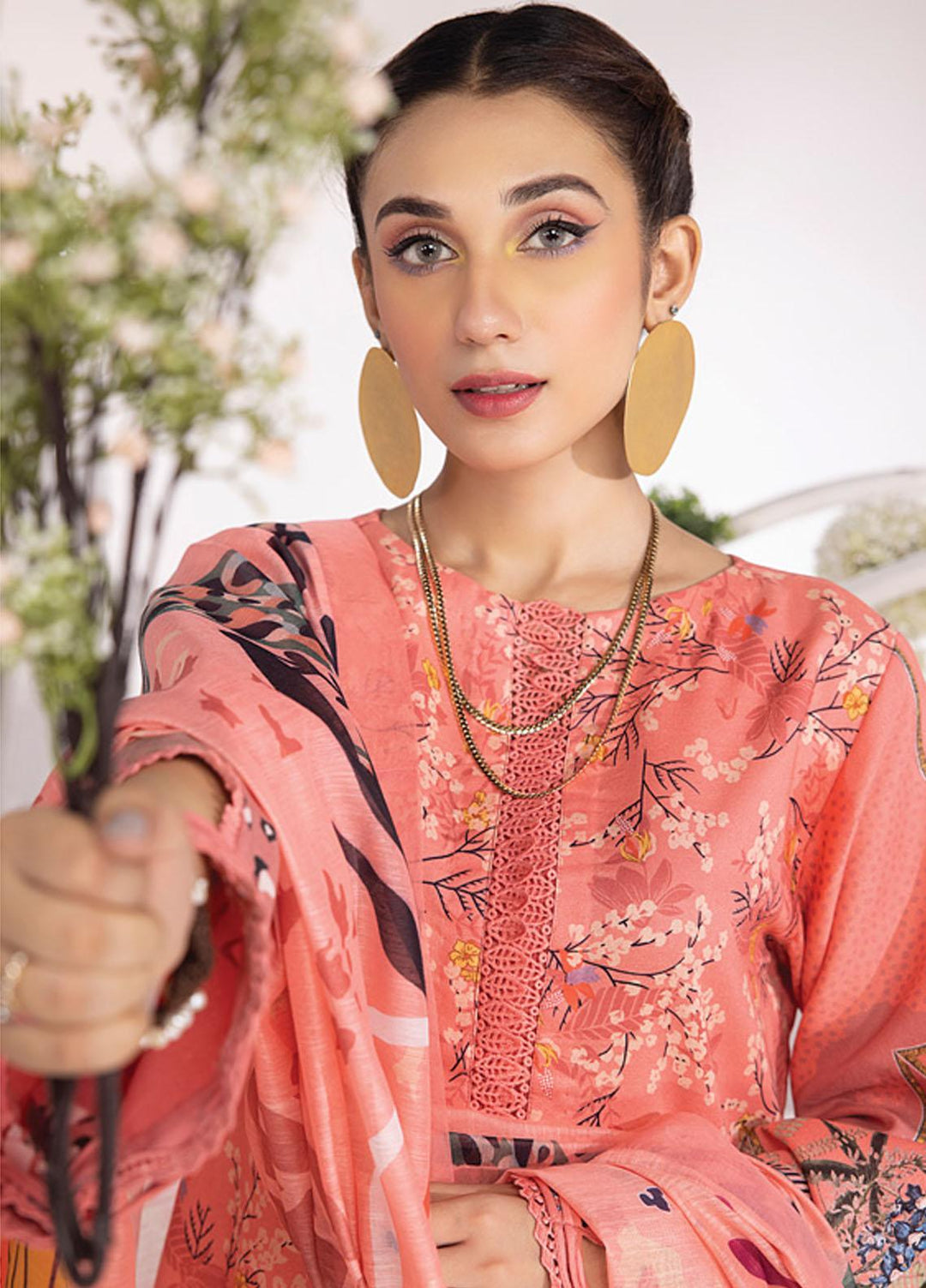 Rang Rasiya Printed Lawn Suits Unstitched 3 Piece RR23SB D-03 Salmon - Summer Collection