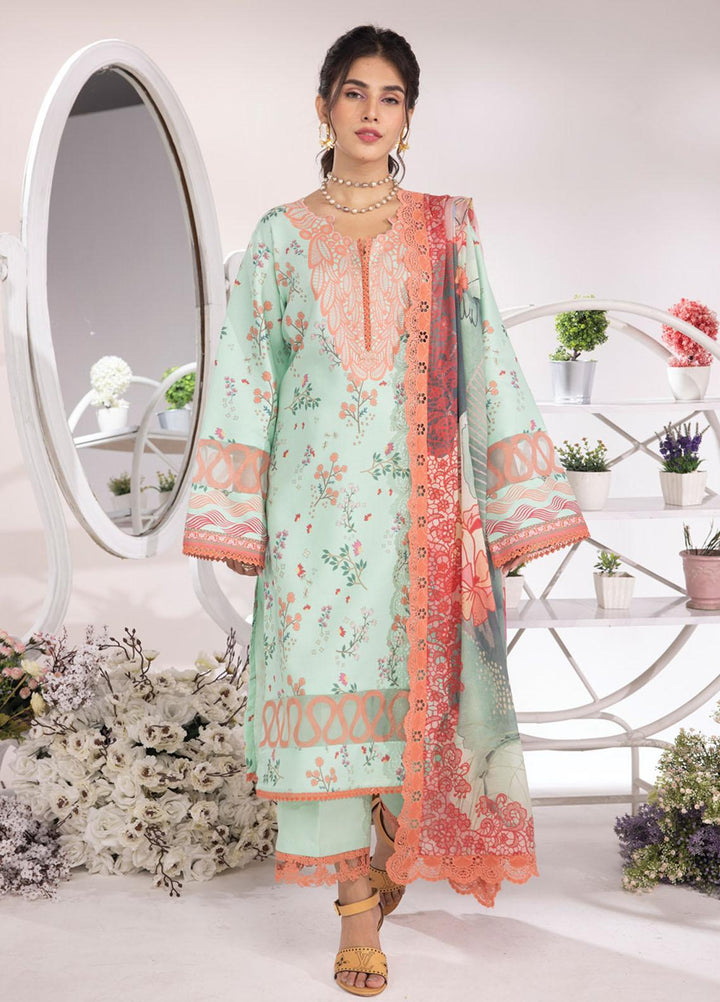 Rang Rasiya Printed Lawn Suits Unstitched 3 Piece RR23SB D-04 Mint - Summer Collection