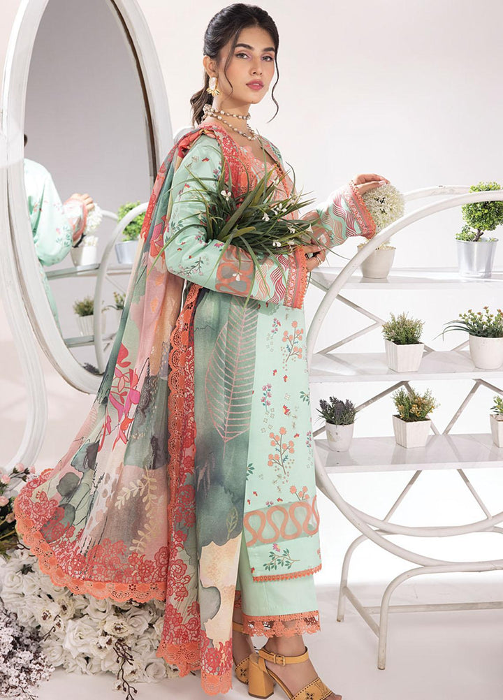 Rang Rasiya Printed Lawn Suits Unstitched 3 Piece RR23SB D-04 Mint - Summer Collection