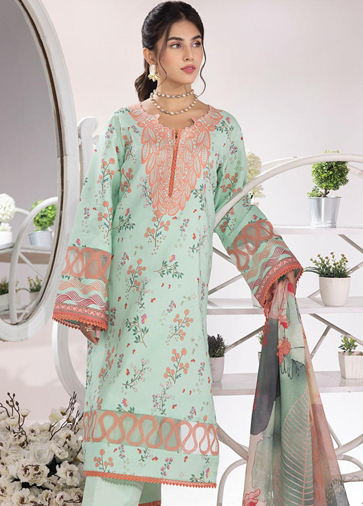Rang Rasiya Printed Lawn Suits Unstitched 3 Piece RR23SB D-04 Mint - Summer Collection