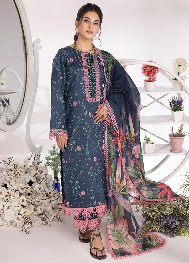 Rang Rasiya Printed Lawn Suits Unstitched 3 Piece RR23SB D-06 Azure - Summer Collection