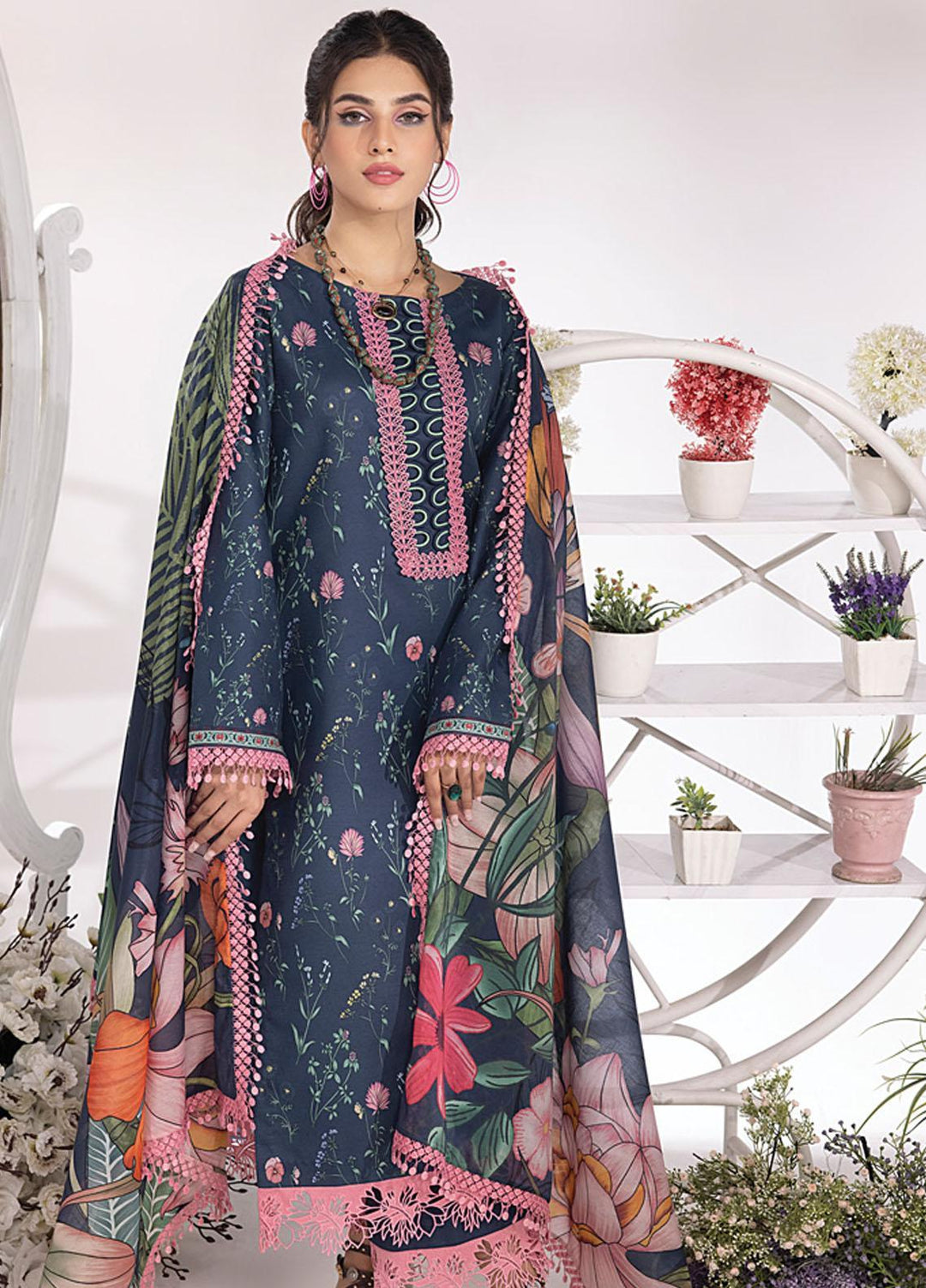 Rang Rasiya Printed Lawn Suits Unstitched 3 Piece RR23SB D-06 Azure - Summer Collection