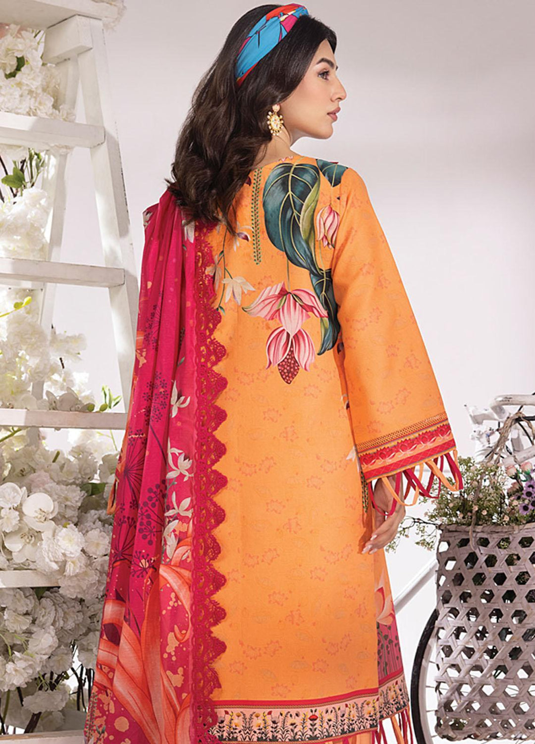 Rang Rasiya Printed Lawn Suits Unstitched 3 Piece RR23SB D-08 Coral - Summer Collection