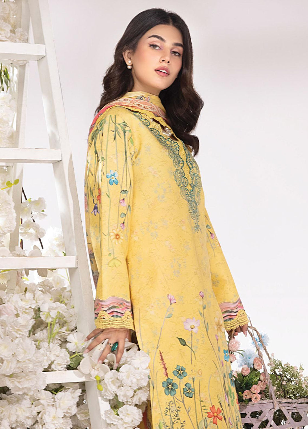 Rang Rasiya Printed Lawn Suits Unstitched 3 Piece RR23SB D-09 Lemon - Summer Collection
