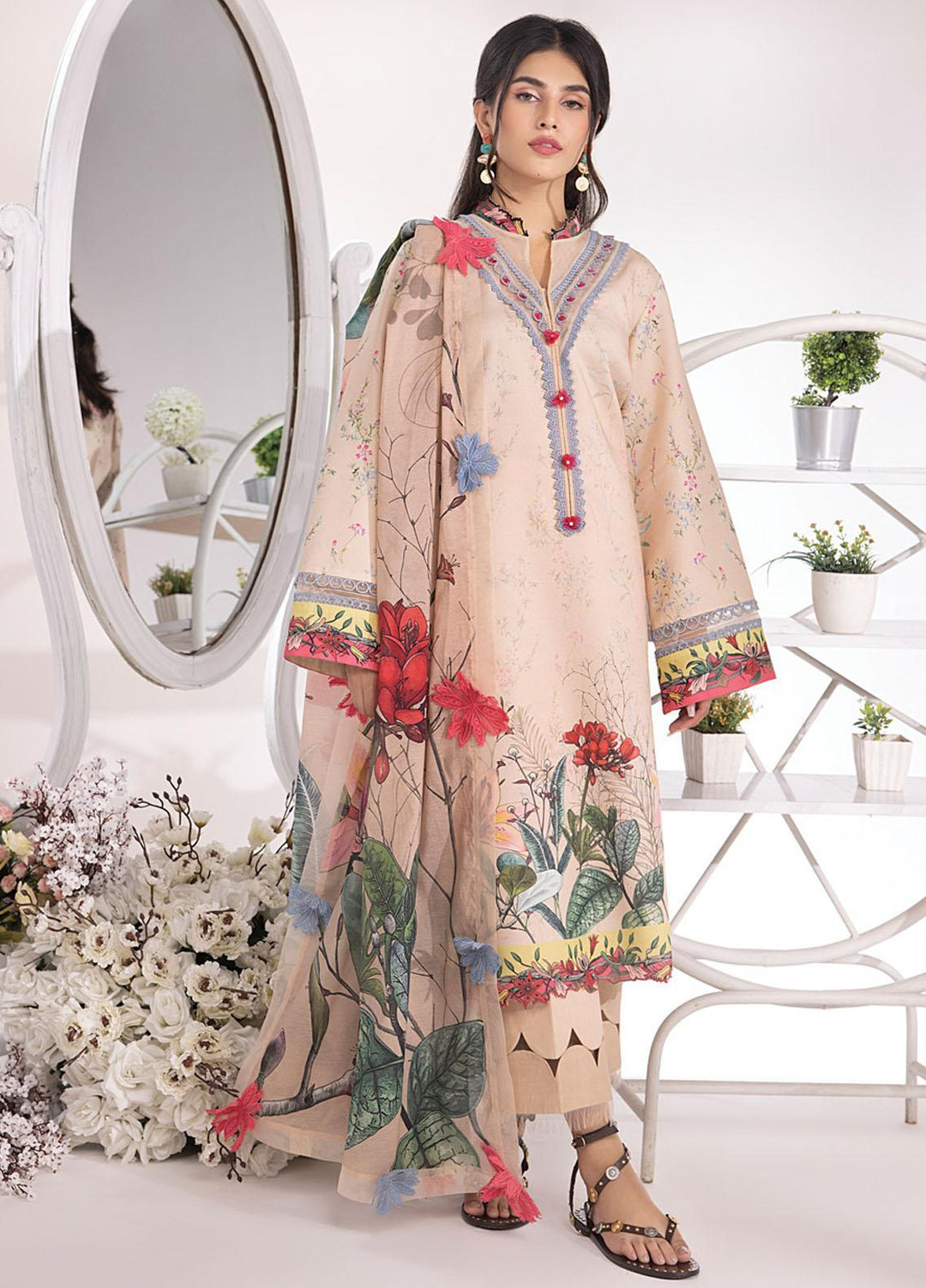 Rang Rasiya Printed Lawn Suits Unstitched 3 Piece RR23SB D-10 Blush - Summer Collection