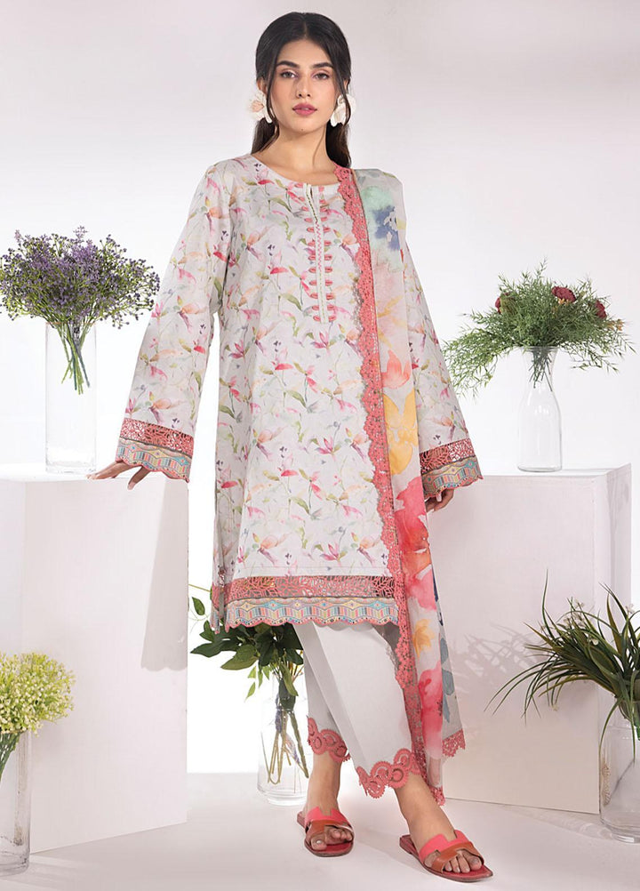 Rang Rasiya Printed Lawn Suits Unstitched 3 Piece RR23SB D-12 Pearl - Summer Collection