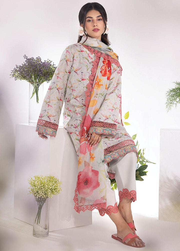 Rang Rasiya Printed Lawn Suits Unstitched 3 Piece RR23SB D-12 Pearl - Summer Collection