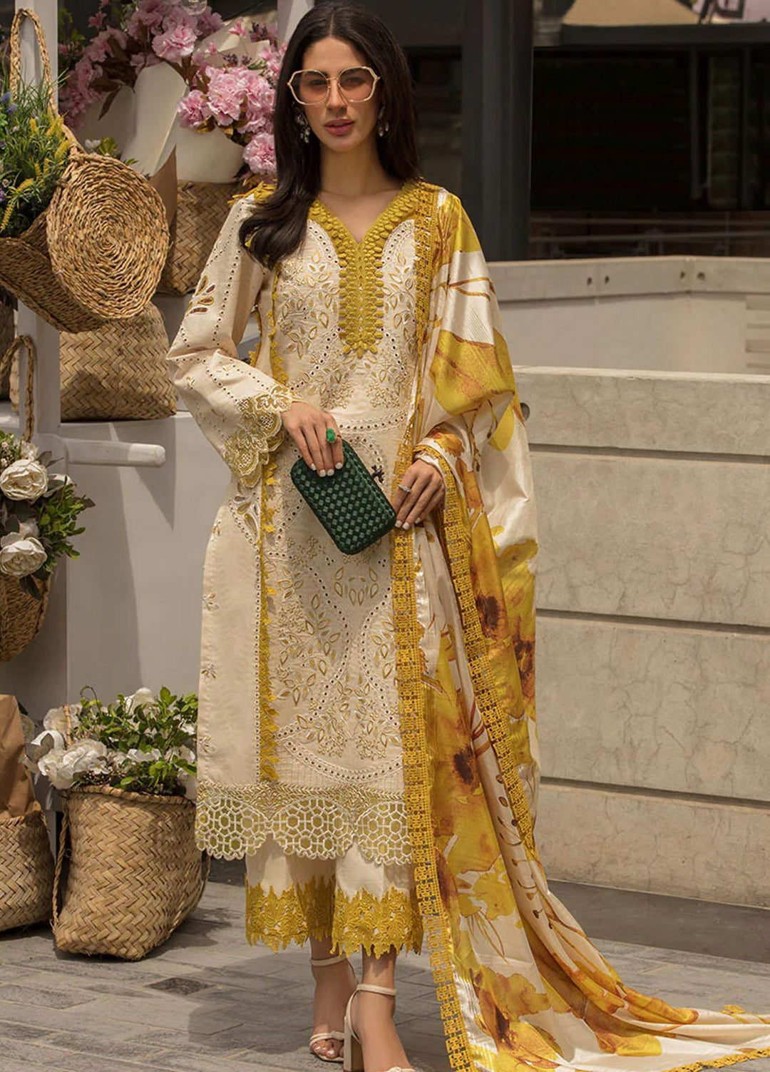 Rang Rasiya Embroidered Lawn Suits Unstitched 3 Piece RR23C Amani - Festive Collection