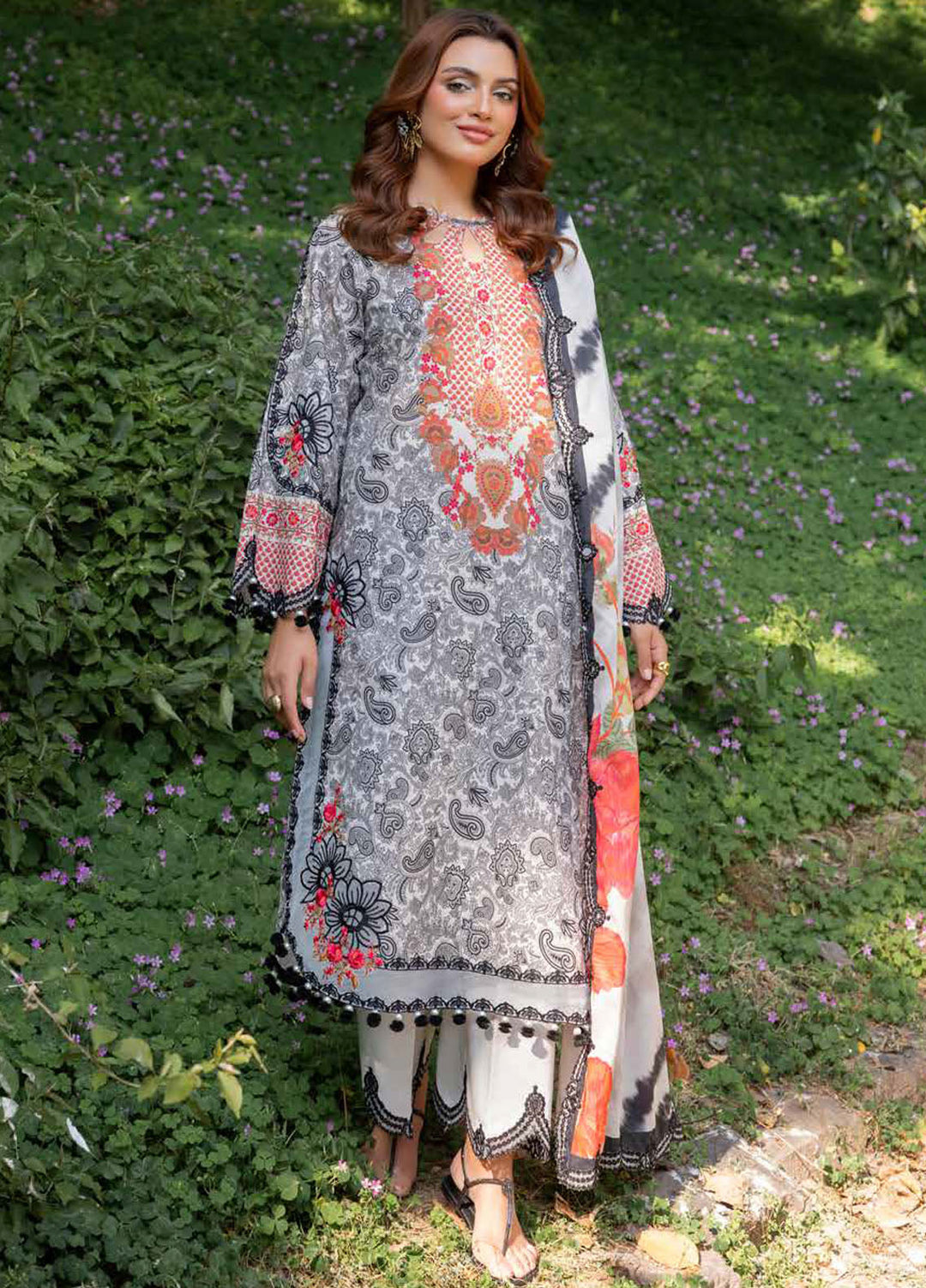Range by Charizma Embroidered Lawn Suits Unstitched 3 Piece CRZ25RL CRN5-09 - Summer Collection