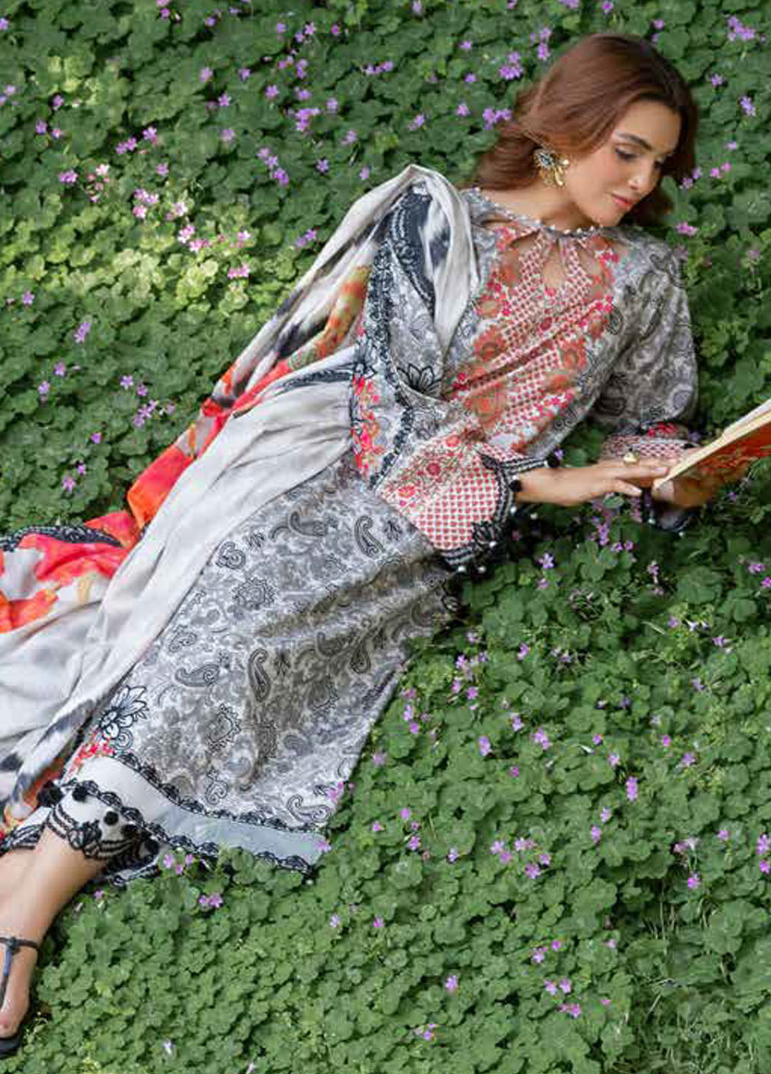 Range by Charizma Embroidered Lawn Suits Unstitched 3 Piece CRZ25RL CRN5-09 - Summer Collection