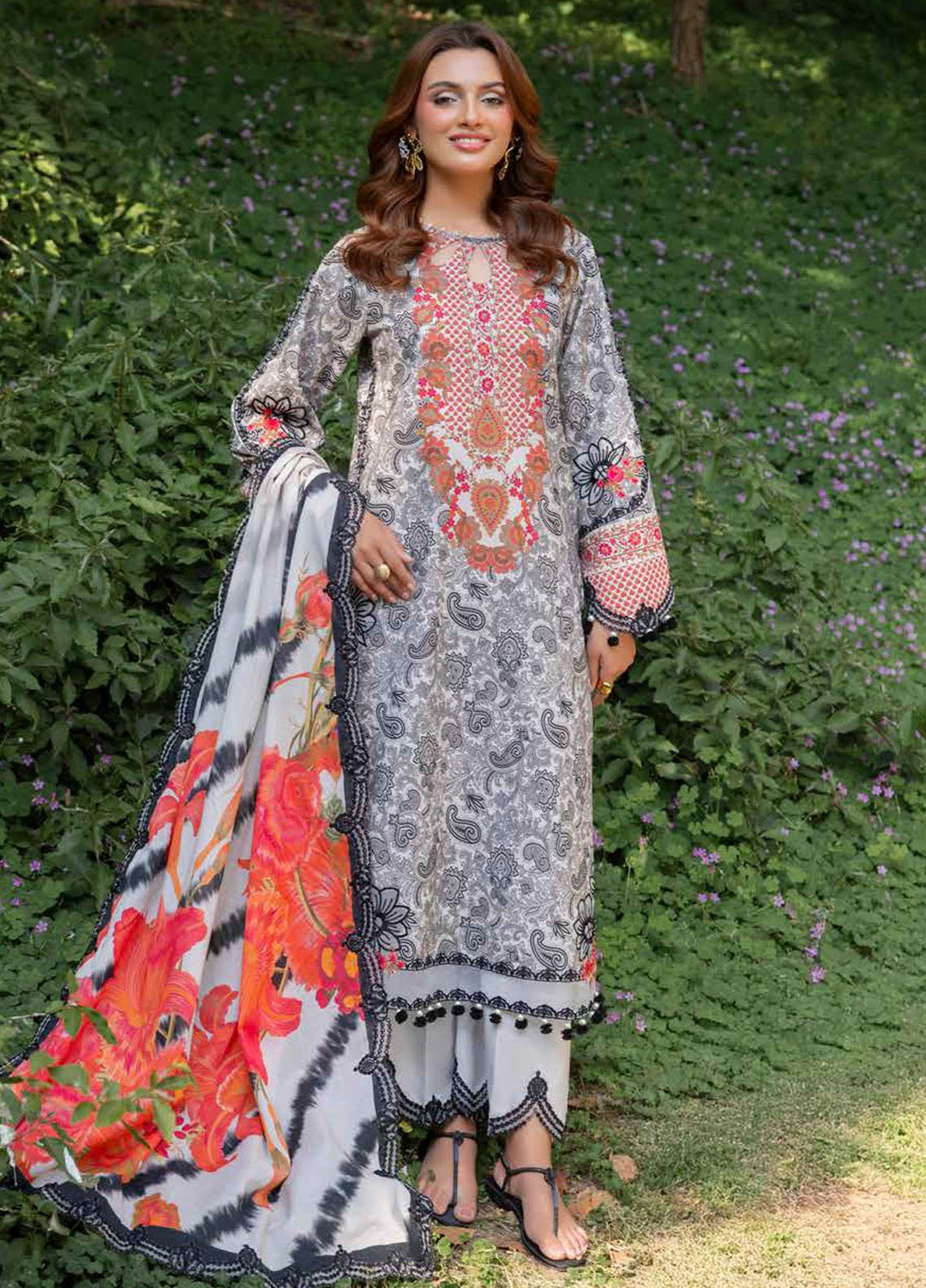 Range by Charizma Embroidered Lawn Suits Unstitched 3 Piece CRZ25RL CRN5-09 - Summer Collection