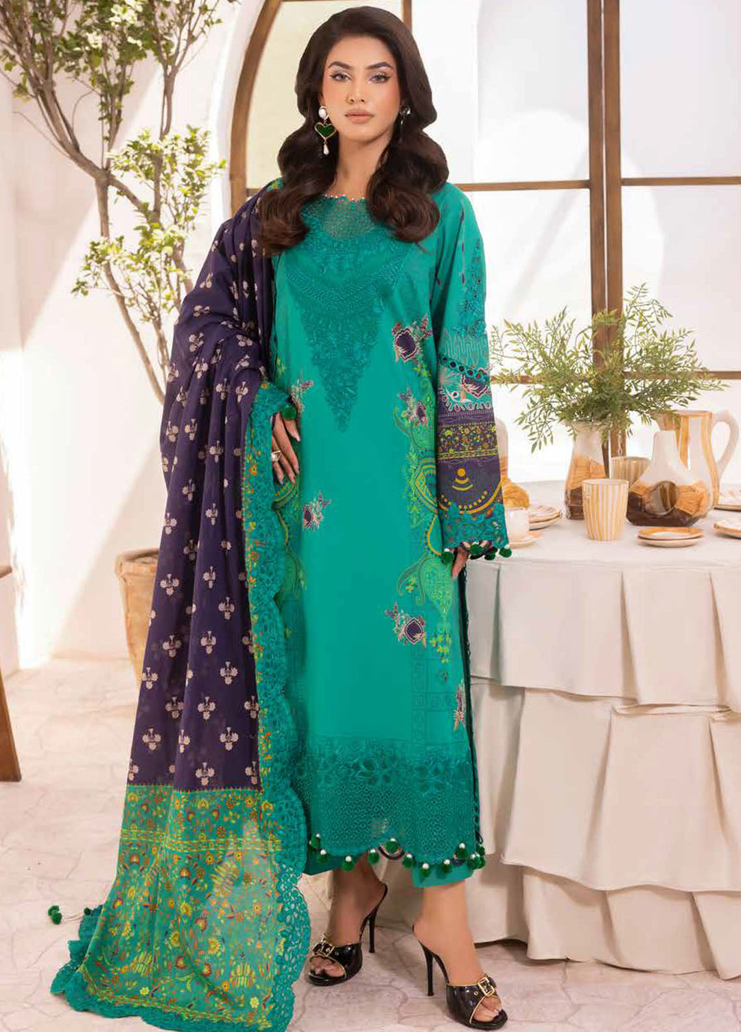 Range by Charizma Embroidered Lawn Suits Unstitched 3 Piece CRZ25RL CRN5-10 - Summer Collection