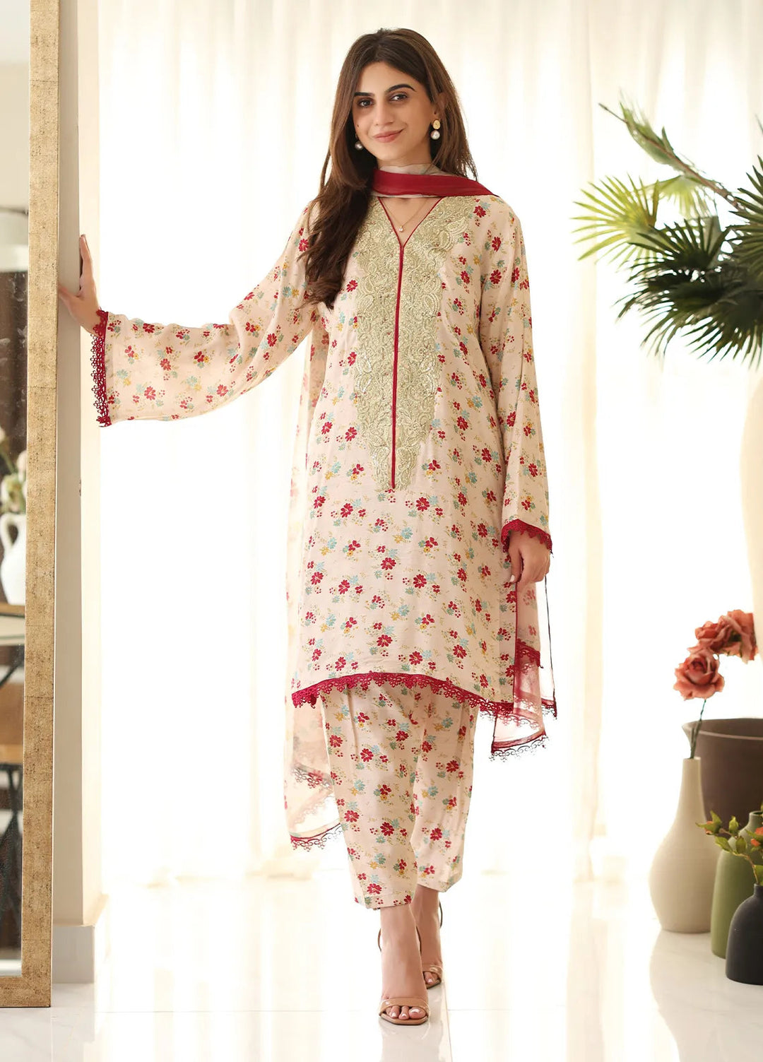 Rangeen Luxury Printed Raw Silk Suit Unstitched 3 Piece RG24F Tropical Shine - Formal Collection