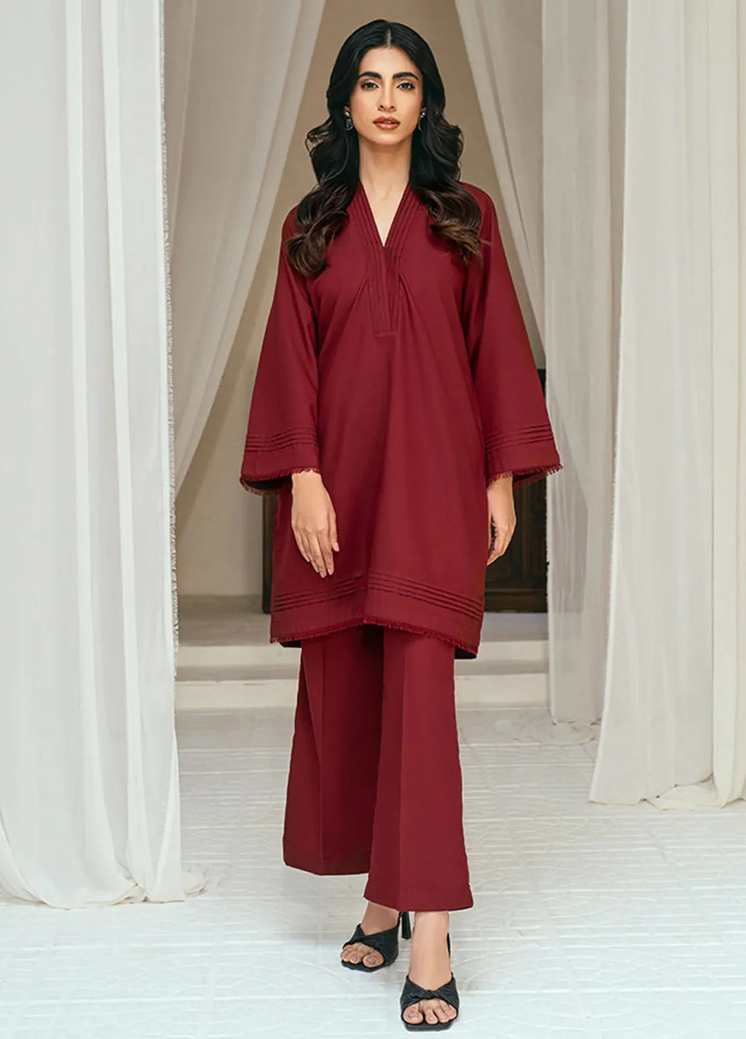 Rangeen Pret Casual Wash n Wear 2 Piece Suit Scarlet Co-Ord