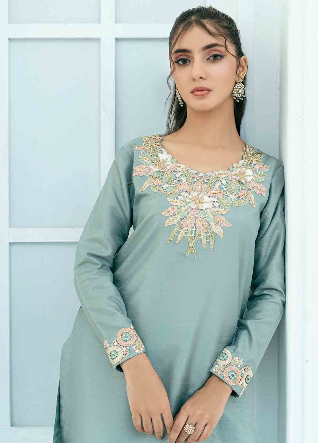 Rangeen Pret Dyed Raw Silk 3 Piece Gurleen