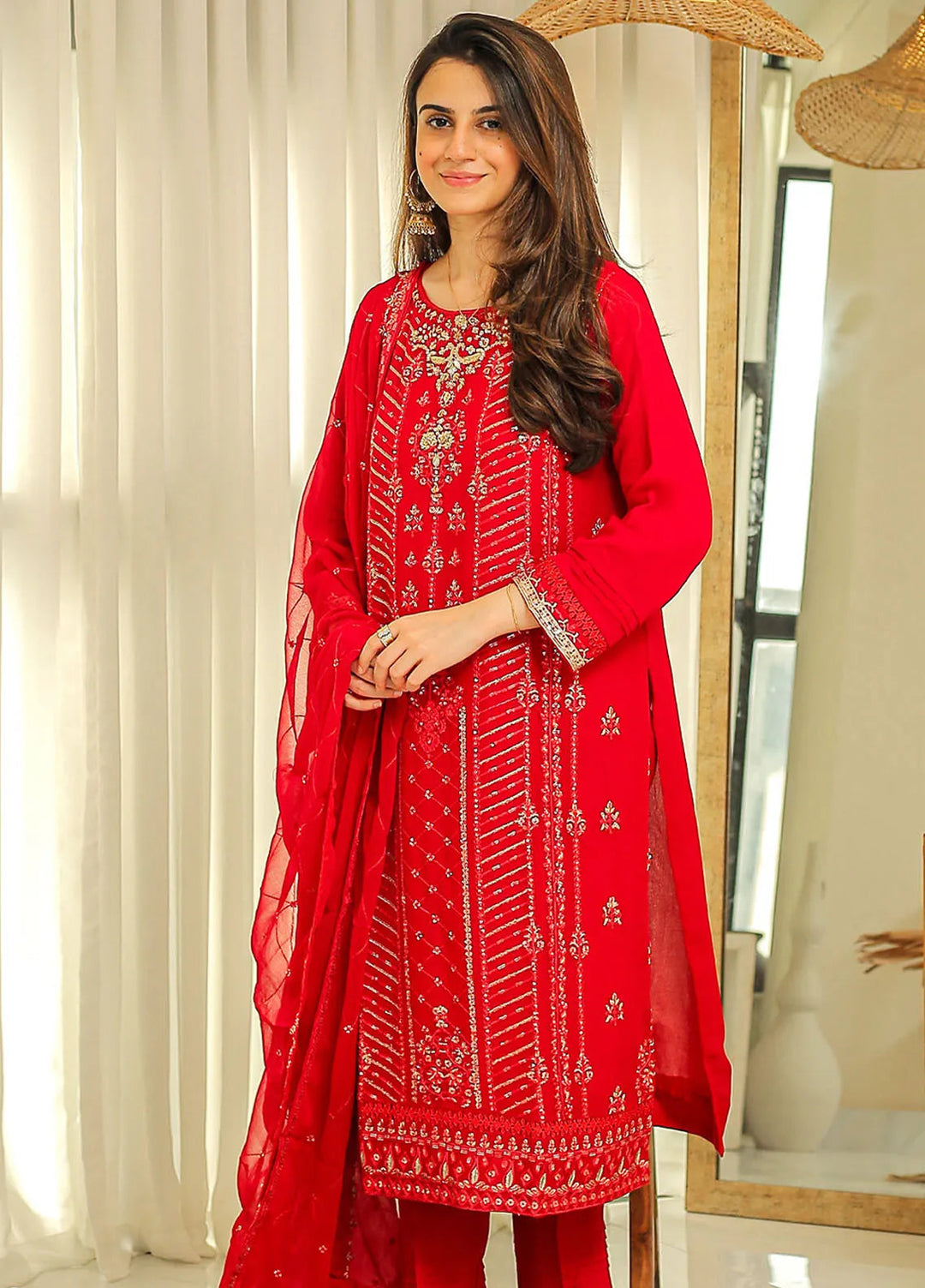 Rangeen Pret Embroidered Chiffon 3 Piece Suit Anaa