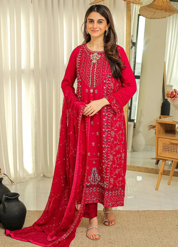 Rangeen Pret Embroidered Chiffon 3 Piece Suit Haseena