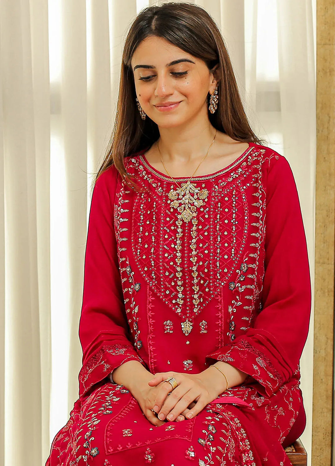 Rangeen Pret Embroidered Chiffon 3 Piece Suit Haseena