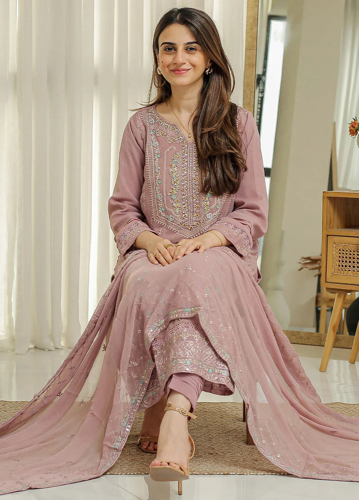 Rangeen Pret Embroidered Chiffon 3 Piece Suit Mahpara
