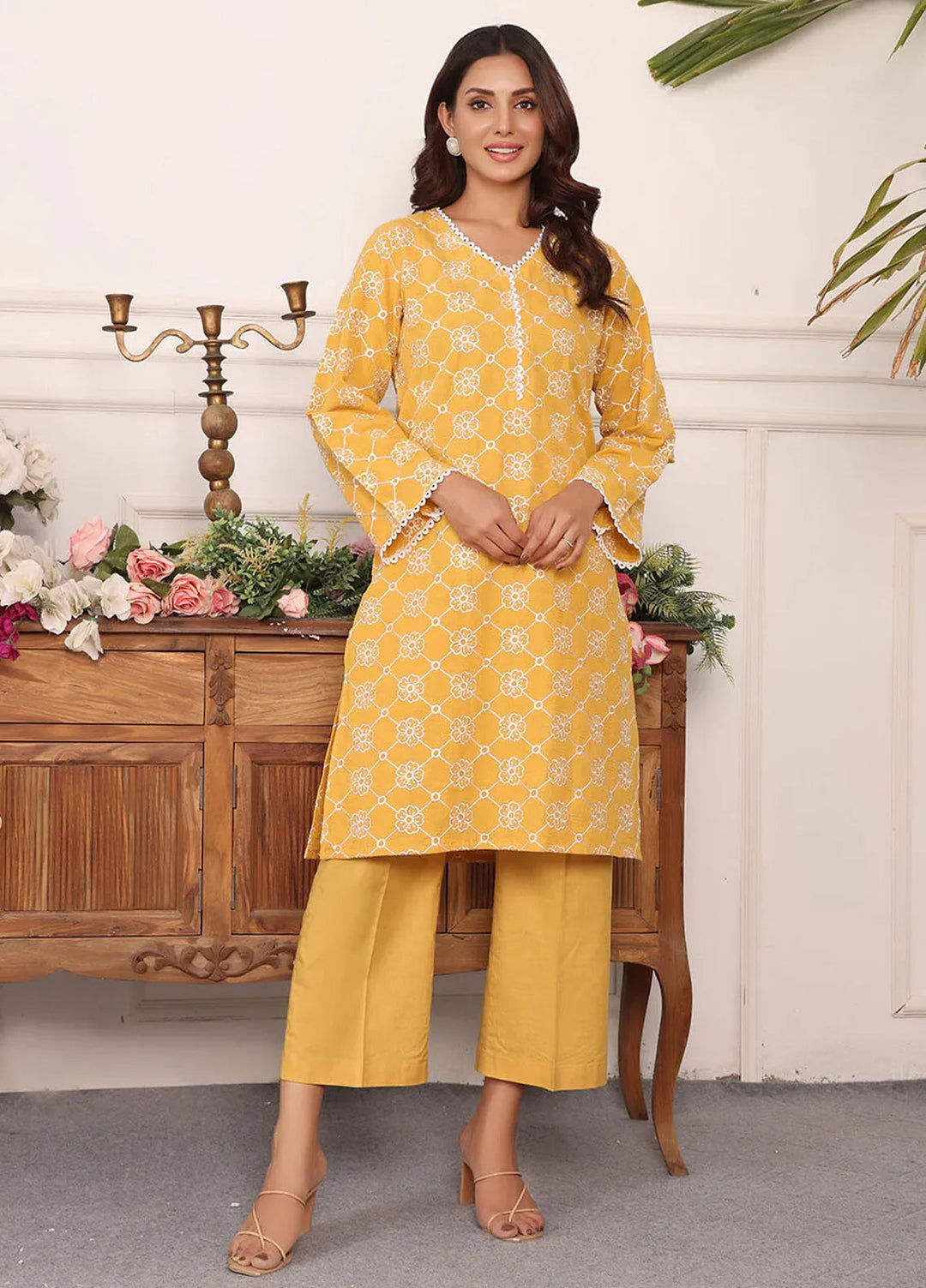 Rangeen Pret Printed Jacquard 2 Piece Suit Jasmine