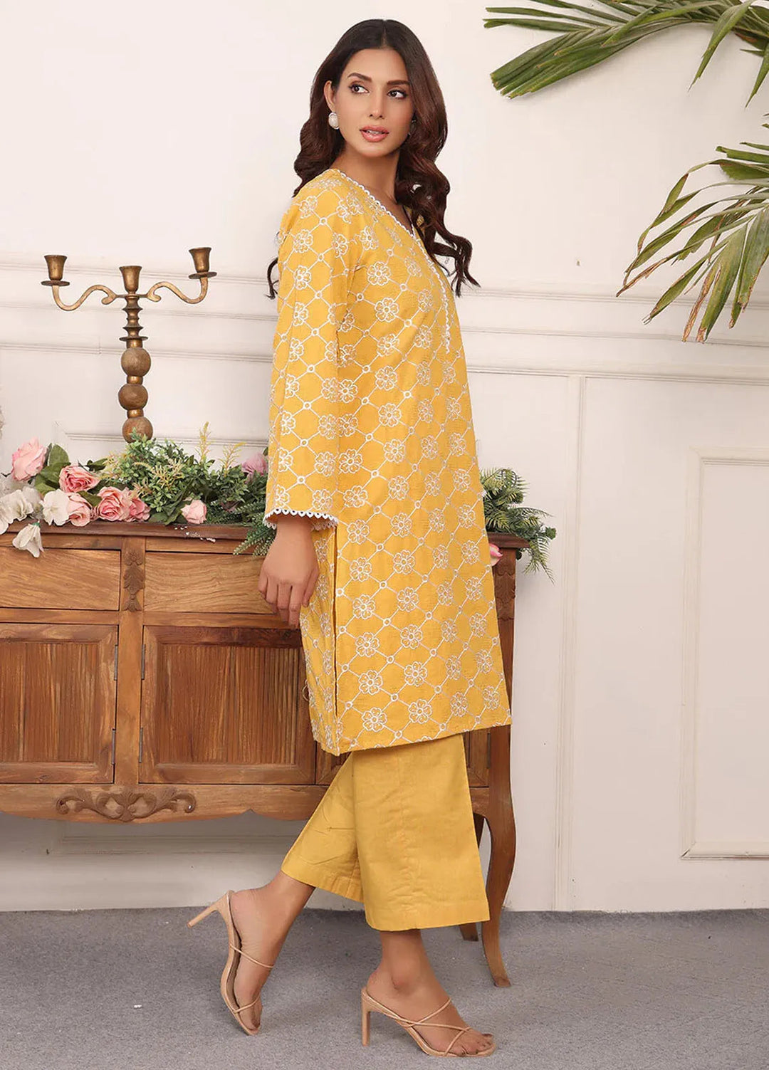 Rangeen Pret Printed Jacquard 2 Piece Suit Jasmine