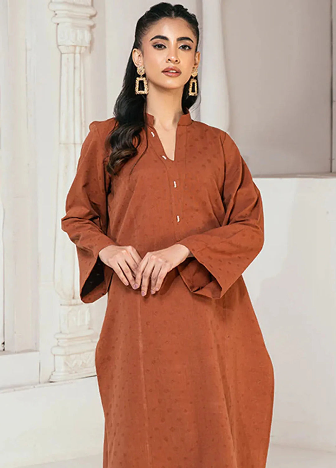 Rangeen Pret Printed Jacquard 2 Piece Suit Squash