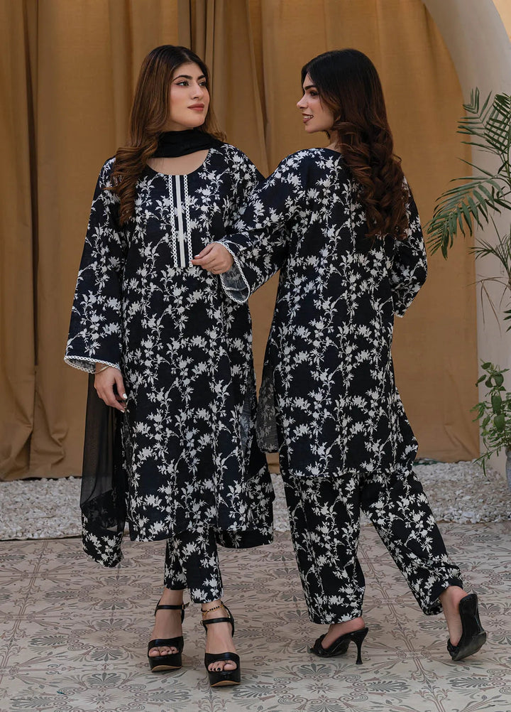 Rangeen Pret Printed Khaddar 2 Piece Suit Black Fusion