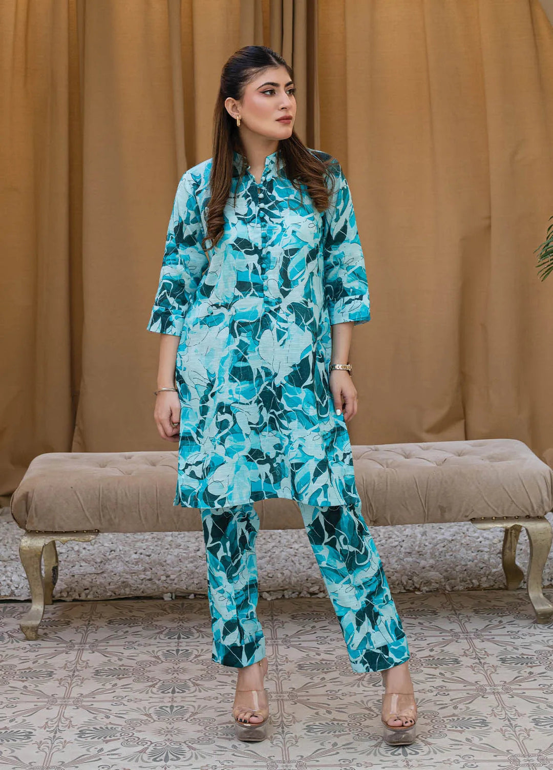 Rangeen Pret Printed Khaddar 2 Piece Suit Floret Breeze