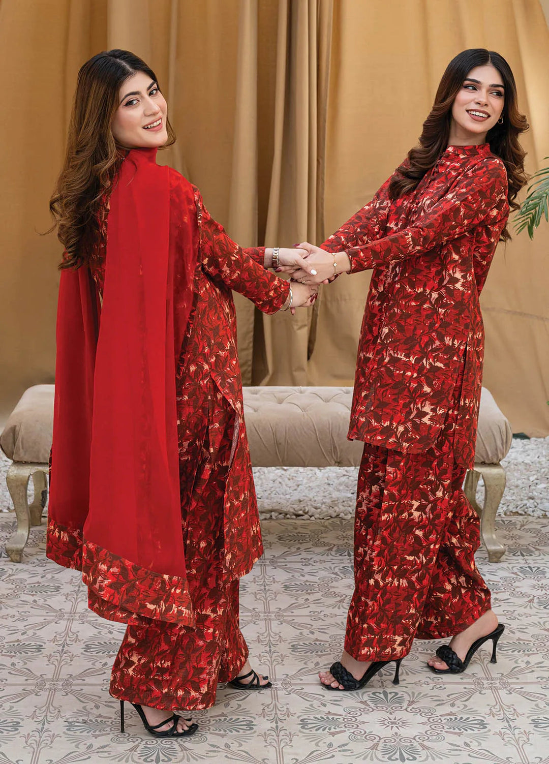 Rangeen Pret Printed Khaddar 2 Piece Suit Rustic Bloom