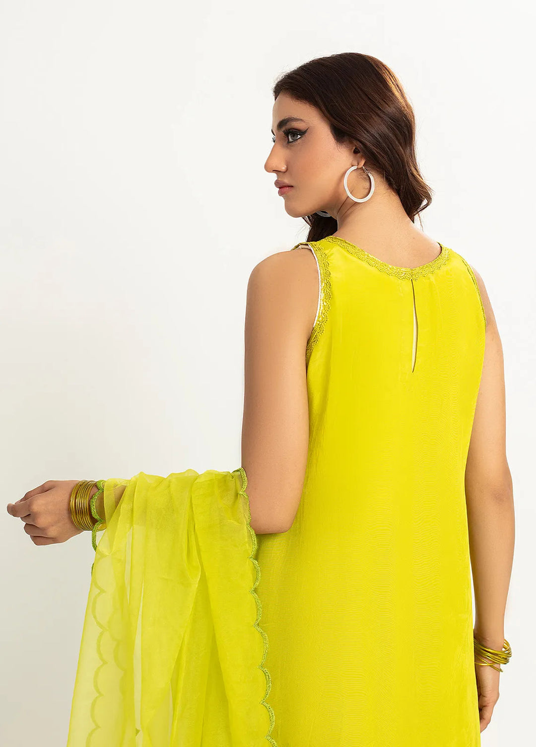 Rangeen Pret Printed Raw Silk 3 Piece Suit Lime