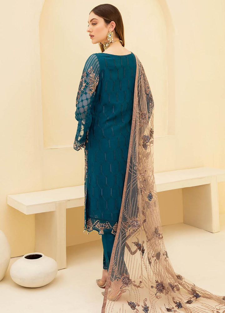 Rangoon by Ramsha Embroidered Chiffon Suits Unstitched 3 Piece RSH21RC D-701 - Luxury Collection