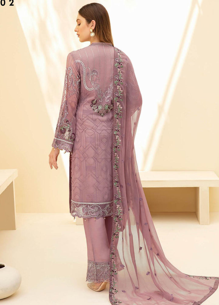 Rangoon by Ramsha Embroidered Chiffon Suits Unstitched 3 Piece RSH21RC D-702 - Luxury Collection