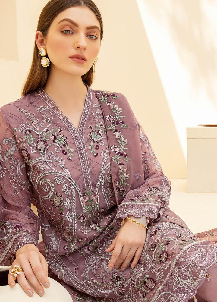 Rangoon by Ramsha Embroidered Chiffon Suits Unstitched 3 Piece RSH21RC D-702 - Luxury Collection