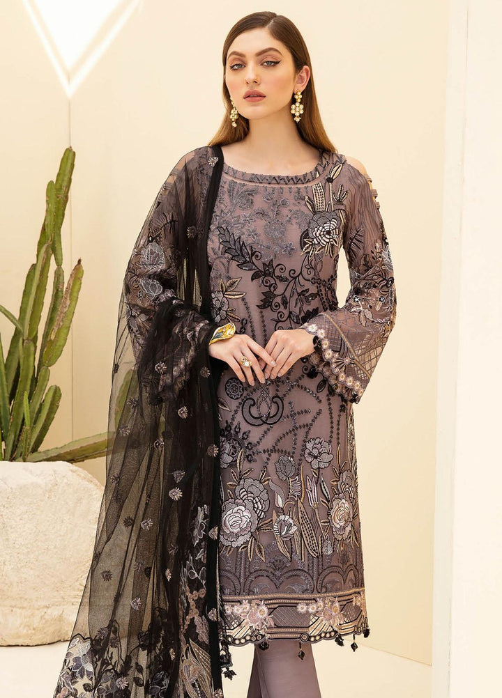 Rangoon by Ramsha Embroidered Chiffon Suits Unstitched 3 Piece RSH21RC D-703 - Luxury Collection