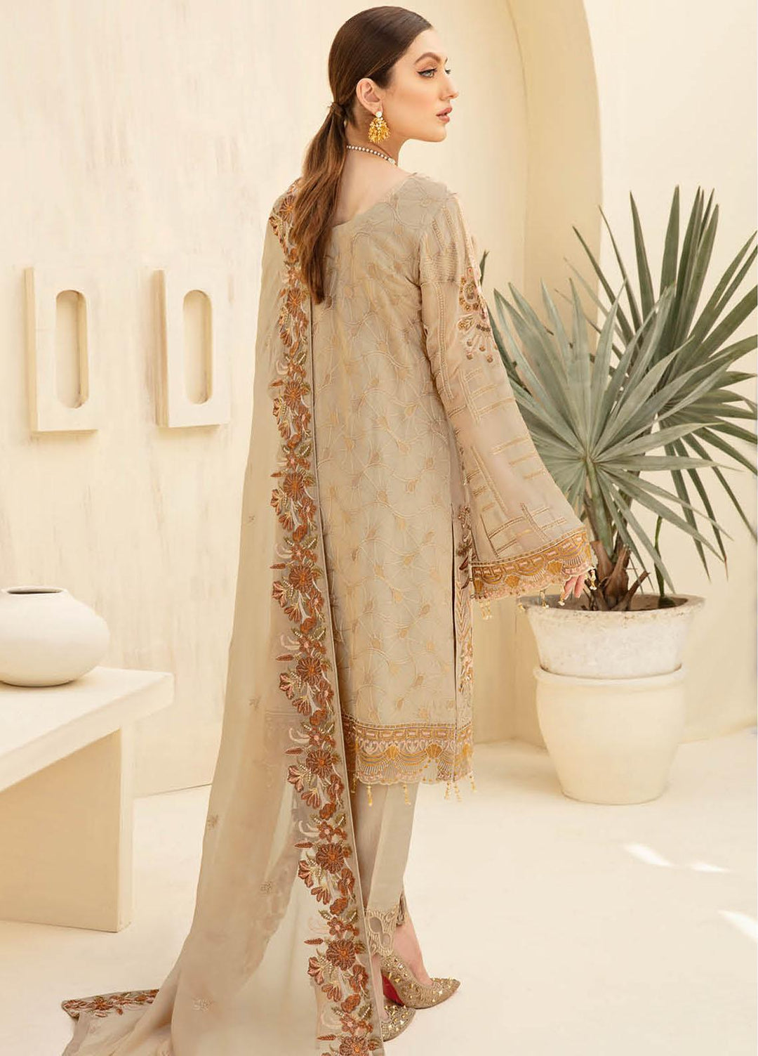 Rangoon by Ramsha Embroidered Chiffon Suits Unstitched 3 Piece RSH21RC D-704 - Luxury Collection